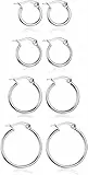 Morfetto Orecchini a cerchio piccoli arrotondati in acciaio inossidabile per donna Orecchini Huggie carini senza nichel 10MM-20MM (Argento)