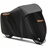 URAQT Telo Coprimoto, Telo Coprimoto Impermeabile, Teli per Moto Resistente 210T, con 2 strisce riflettenti, Resistente ad Acqua, Vento, Antipolveri Anti-UV, 245x105x125cm (XXL)