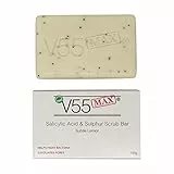 V55 MAX Sapone allo Zolfo con Acido Salicilico, Olio Tea Tree per Macchie Punti Neri Milia Macchie Problemi della Pelle datti e Sicuri per chi è Incline all'Acne - Senza Parabeni
