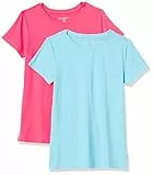 Amazon Essentials T-Shirt Tecnica A Girocollo A Maniche Corte (Disponibile in Taglie Forti) Donna, Pacco da 2, Rosa Fluo/Blu, L