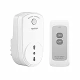 TESSAN Presa Telecomandata con Telecomando, Presa di Corrente Radiocomandata con portata di 25 metri, Presa Wireless Italiana 10A, Presa per Telecomando Wireless PreProgrammato Adatto Interno