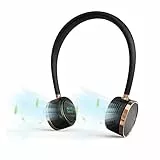 Minthouz - Ventola da collo, portatile, senza palle, alimentata tramite USB, ventola silenziosa ricaricabile a 3 velocità, per esterni, casa, ufficio (nero)
