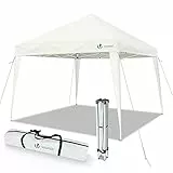 VOUNOT Gazebo Pieghevole da Giardino 3x3 M, Mercato Tenda Pop up con 4 Sacchi di Sabbia di Peso e Sacca di Trasporto, Bianco