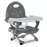 Chicco Pocket Snack Rialzo Sedia per Bambini 6 Mesi-3 Anni (15 kg), Seggiolino Pappa Alzasedia da Tavolo Portatile Seggiolone Da Viaggio Chiusura Compatta, Vassoio Rimovibile, Grigio