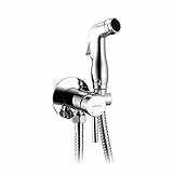 GRIFEMA COMPLENTO-G154 kit Doccetta per WC, ottima per l’igiene intima (G1/2 pollici,Acqua Calda/Fredda) / Doccetta Bidet per WC con Flessibile 1.5m e Rubinetto, Argento/Cromo
