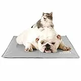 Toozey Tappetino Refrigerante per Cani Gatti con Auto-Raffreddamento - Gel Attivato alla Pressione, Tappeto di Raffreddamento AntiGraffio/Impermeabile/Antiscivolo per Cane, Grigio M(65 * 50cm)