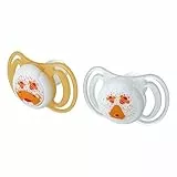 NEOBABY Succhietto Light con Tettina Anatomica in Silicone Maxi 12 Mesi+ 2 Pezzi, Arancio