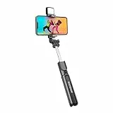 SBS Treppiede Smartphone con LED, Bastone Selfie con Telecomando Wireless, Asta Selfie per iPhone, Samsung, Oppo, Xiaomi, Cavo di Ricarica e Custodia Inclusi