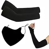 BAOSROY Manicotti Braccia,Manicotti Donna,Manicotti Ciclismo Uomo,Manicotto Braccio,Manicotti Neri,Manicotto Braccio UV,Maniche di Protezione Solare,con 1 Maschera Solare,per Attività All'aperto