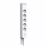 NTONPOWER Multipresa elettrica con 5 prese, montaggio a parete, con supporto a parete e viti, cavo da 1,5 m, blocco multipresa con interruttore e indicatore luminoso, protezione per bambini bianco