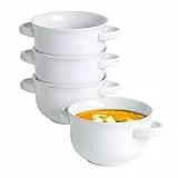 UNICASA Ciotola di Zuppa, Scodelle per Cereali e Zuppa da 650 ml per 4 Persone in Porcellana, Set di Scodelle Lavastoviglie Adatto - Bianco 650 ml