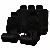 Lupex Shop A18_N Copri-sedili Auto Universale Nero Nero | Set Copri-Sedile Universali per Anteriori e Posteriori | Copri cintura e volante | Accessori Auto Interno