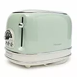 Ariete Tostapane Vintage 2 Fette 155, Tostiera con 6 Livelli di Tostatura, Espulsione Automatica, Funzione Defrost, Vassoio Raccoglibriciole Estraibile, Corpo in Acciaio Inox, 810W, Verde