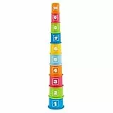 Chicco Gioco Tazze Impilabili, Gioco Forme e Incastri, 10 Tazze Con Dimensioni e Colori Diversi da Impilare, Con Numeri Da Ordinare, Sviluppa La Capacità di Associazione Logica, 9-36M