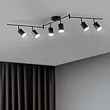 Bojim Faretti LED da Soffitto Orientabili con 6 Faretti, Nero Lampada da Soffitto GU10 Faretti da Soffitto, Moderno Lampadario Faretti Led Soffitto per Cucina Camera Soggiorno, Lampadina Non Inclusa