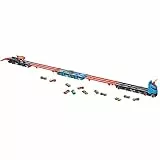 Hot Wheels - Camion Trasportatore 2 in 1, Trasportatore e Pista con 3 Auto in Scala 1:64 per Bambini da 4 a 8 Anni, HGH33, Imballaggio Sostenibile