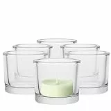 TREND FOR HOME Set Portacandele Vetro Votive | Set da 6 Porta Candele da Tavolo Porta Tealight Contenitore Trasparente Decorazioni Matrimonio Tavoli | Collezione Luna | 9x9x8 cm
