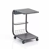 Wink Design Litz Carrello Multifunzionale, Nero Opaco, Legno gigio Scuro, H55 x 32 x 38,5 cm
