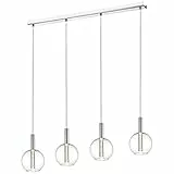 BRILLIANT lampada Elegante lampada a sospensione a LED a 4 luci cromo/trasparente | 4x 7W LED integrato (COB), (500lm, 3000K) | Scala da A ++ a E | Regolabile in altezza/cavo può essere accor