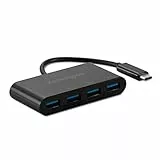 Kensington CH1200 Hub Splitter USB-C da 10 Gbps a 4 porte ad Alta Velocità per Collegare fino a 4 Accessori USB-A a una Porta USB-C, K33616WW