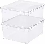 Rotho Clear Set Di 2 Scatole Con Coperchio, Plastica (Pp) Senza Bpa, Trasparente, 2 X 18L (40.0 X 33.5 X 17.0 Cm)