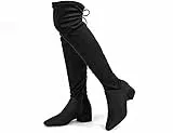 Greatonu - Stivali sopra il ginocchio da donna, caldi, per inverno, stivali alti con cerniera laterale, Nero 1 77 pollici, 37 EU