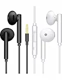 MAS CARNEY [2Pacco] Auricolari con Filo e Microfono, Cuffie con Filo con Controllo del Volume e Jack da 3.5mm, Auricolari per Cellulare, tablet, computer e MP3 - Nero/Bianco