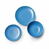 UNITED COLORS OF BENETTON - BE055 Set 18 pezzi stoviglie Casa Benetton Llanos 26 cm fondo 22 cm 6 piatti dessert 20 cm, in porcellana, Stoneware, azzurro