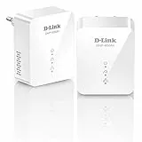 D-Link DHP-601AV (2x DHP-600AV) Starter Kit di 2 Adattatori Powerline, Porta Gigabit, AV2 1000, Velocità fino a 1000 Mbps, per Streaming HD e Gioco Online, Bianco