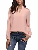 Wayleb Camicia Donna Elegante Estive Camicia Maniche Lunghe Elegant e Bluse Donna Casual Scollo a V Maglia Donna Manica 3/4 Sexy Rosa#2,XXL