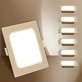 Aigostar Downlight Da Incasso a LED, 6W Equivalente 48W, 3000K Luce Bbianca Calda, Bianco, Faretti LED, Oblò a LED, Ф95-100mm, Confezione Da 6