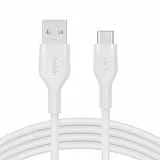 Belkin BoostCharge Flex Cavo da USB Type C a USB A, Cavo USB C ricarica rapida certificato USB-IF, per iPhone 15, Samsung Galaxy S23, Pixel, iPad, Nintendo Switch e altri, Cavo USB Type-C, 2 m, bianco