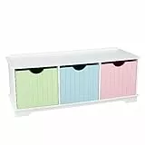 KidKraft Panca Contenitore in Legno Nantucket Pastello con 3 Cassetti Portaoggetti, Mobile Porta Giochi Bambini, Mobili per Cameretta e Sala Giochi per Bambini, 14565