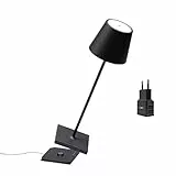 Zafferano Poldina Pro Ed; Limitata Nera, Lampada LED Senza Fili Ricaricabile, Dimmer touch, IP65 Uso Interno/Esterno Lunga Durata, Alluminio H38cm con Caricatore Multiplo USB, Nero, Amazon Exclusive