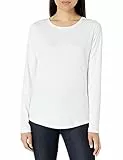 Amazon Essentials T-Shirt Girocollo a Maniche Lunghe 100% Cotone con vestibilità Classica Donna, Bianco, XL