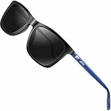 ATTCL Occhiali da sole polarizzati Uomo Donna Montatura in metallo Occhiali da sole da guida Black+blue+grey A387
