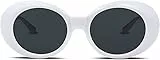 Occhiali da Sole Ovali da Donna e da Uomo Vintage Retro e Eleganti Protezione UV400 Occhiali da sole stile Kurt Cobain (Bianchi)