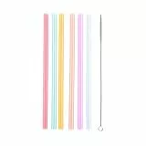 PLABBDPL Cannucce Riutilizzabili, 6 Pezzi Cannucce in Silicone con 1 Pulizia Spazzola, Silicone Straw Ecologico Senza BPA per Tazze da 12 a 30 Once