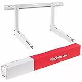 Fischer Staffe per Climatizzatore Unità Esterna KLIMA TOP VITI INOX, Lunghezza Braccio 480 mm, Mensole Acciaio Zincato, Viti Acciaio Inox, Include Sistema Fissaggio Fischer SX e Piedini Antivibranti