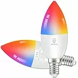 ANTELA Lampadina Alexa E14 Wifi, Dimmerabile Lampadina Smart 4,5W 385Lm 40W equivalente, RGBW bianco freddo caldo, compatibile con Alexa/Google Home, 2 pezzi