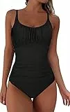 NLAND Donna Costume Intero Costume da Bagno da Spiaggia Donna Retro Bikini Push Up con Volant Monokini Donna(Nero,M)
