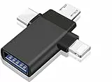 Adattatore OTG USB C, 3 in 1 Micro USB/IP/USB-C a USB 3.0 Femmina (1 Pezzi), Convertitore per chiavette multimediali, telefoni Android o tablet (Nero)