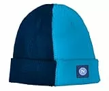 Cappello Uomo Invernale Compatibile Napoli Calcio Ufficiale Modello Cuffia Berretto a Maglia Bicolore Blu/Azzurro Zuccotto