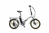Argento Piuma-S Bici Elettrica Pieghevole, Ruote 20', Autonomia Max 70 km, Display LCD, Motore 250W, Batteria 374W, Cambio Shimano 7 Rapporti, Peso Max Supportato 100 kg