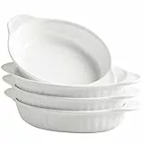 Set da 4 Teglie da Forno in Ceramica (8.2''x5'),Teglie Ovali con Manici in Ceramica, Ideali per Pasticceria Lasagne Torta Casseruola Tapas, 350 ml