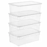 Rotho Clear Set Di 4 Scatole Di Conservazione Con Coperchio, Plastica, Senza Bpa, Trasparente, ‎4 x 5L, 33.0 x 19.0 x 11.0 cm, 960 grammi