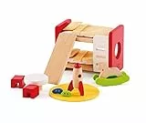 Hape Children’s Room , Highly Detailed Kid’s Room Doll House Furniture Set Including Bunk Beds, Table, Chairs and Rocket Ship