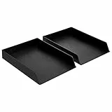 Amazon Basics Plastic Organizer - Rectangolare Ripiano portacorrispondenza - conf. da 2, Fogli, nero