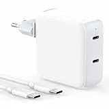 67W Caricatore Mac Book, Caricatore USB C 65W 2Porte, per MacBook Air 2020/2019/2018, MacBook Pro 13 14 15 16, iPad Pro 12,9/11, iPad air 5/4, Cavo USB C a C 2M/6.6FT