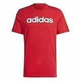adidas Essentials Single Jersey Linear Embroidered Logo T-Shirt, Better Scarlet, L Uomo